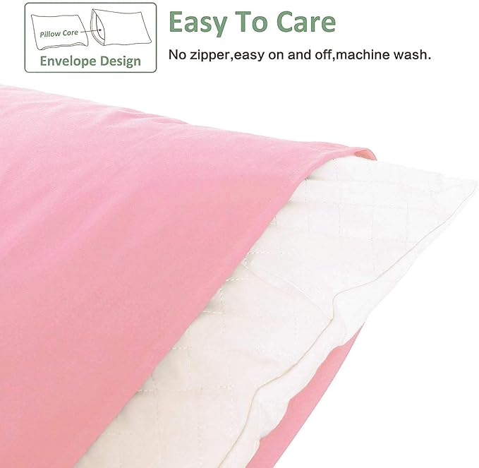 NTBAY Body Pillowcase - Brushed Microfiber 20x54 Pillowcase - Soft, Wrinkle-Free, Fade-Resistant, Stain-Resistant, Pink Body Pillow Cover with Envelope Closure - 20x54 Inches, Pink