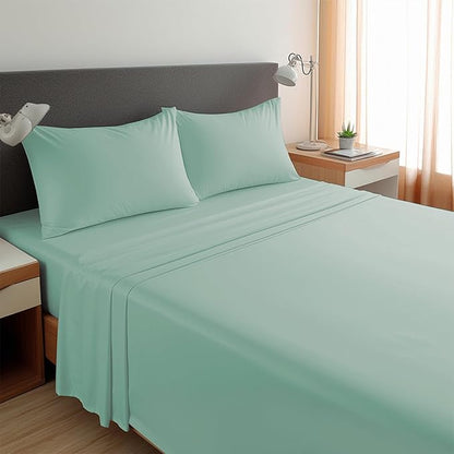 SPRINGSPIRIT Queen Sheets Set 4 Piece, Luxury Super Soft Microfiber Queen Bed Sheets Set Wrinkle Free & Breathable, Green Sheets Queen 16 Deep Pocket Sheets for Queen Size Bed