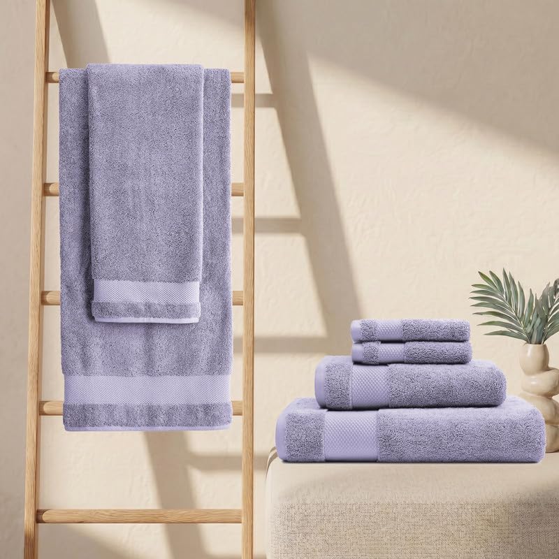 BIOWEAVES 100% Organic Cotton Bath Sheet Set of 2 | Soft Oversized Bath Towels | 700 GSM Premium Bath Towel Sheet Set GOTS Certified - Lavender