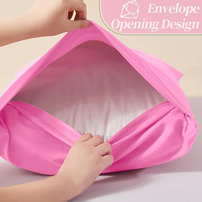 Vonty 2 Pack Queen Pillow Cases - 20x30 Inch, 1800 Thread Count Microfiber Pillowcases Queen Size Pink Pillow Cases Luxury & Soft Embroidered Bed Pillow Covers with Envelope Closure