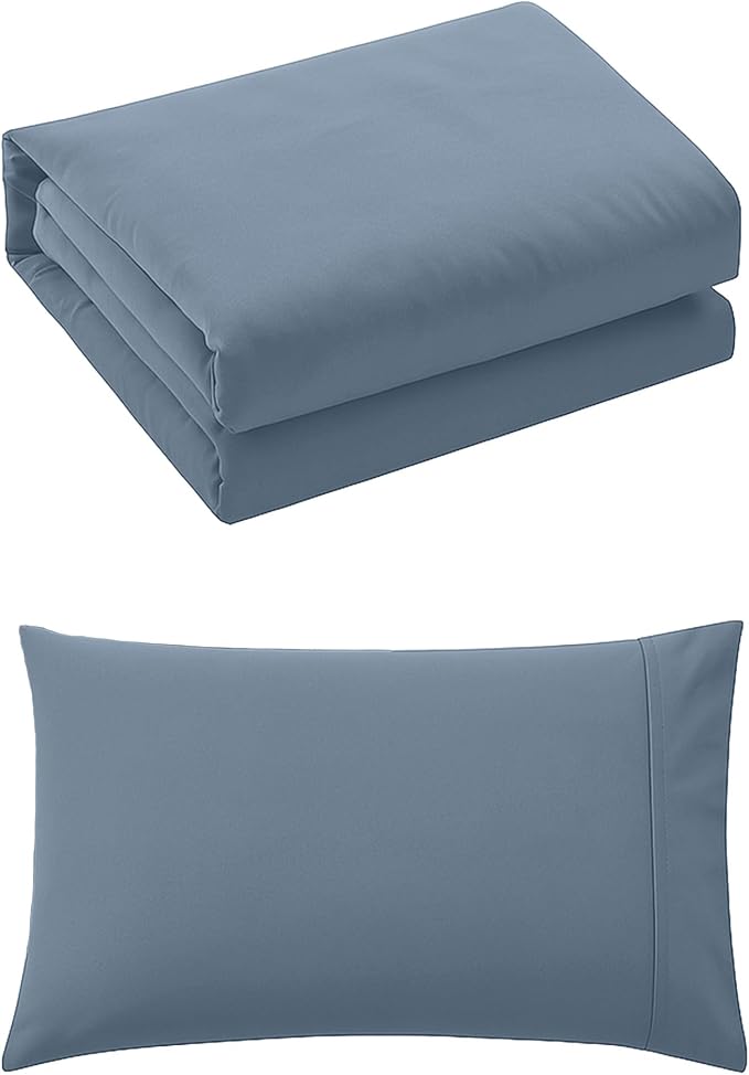 Pure Bedding Duvet Cover Twin/Twin XL Size - 2 Pieces Extra Soft Bedding Set, Includes 1 Twin Duvet Cover 68x90 Inches with Zipper Closure & 1 Pillow Sham, Comforter Not Included, Ash Blue