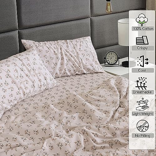 RUVANTI 100% Cotton California King Sheets, Percale Sheet Set, Twin Spring