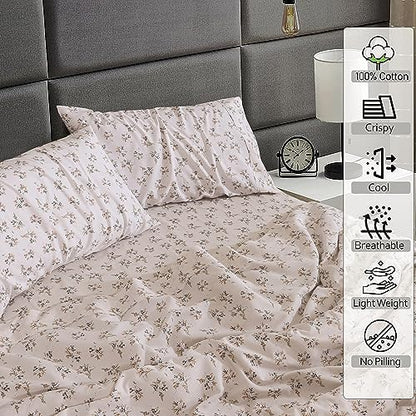 RUVANTI 100% Cotton California King Sheets, Percale Sheet Set, Twin Spring