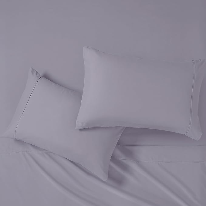 Modern Threads Soft Microfiber Solid Sheets - Luxurious Microfiber Bed Sheets - Includes Flat Sheet, Fitted Sheet with Deep Pockets, & Pillowcases Lilac Marble Queen