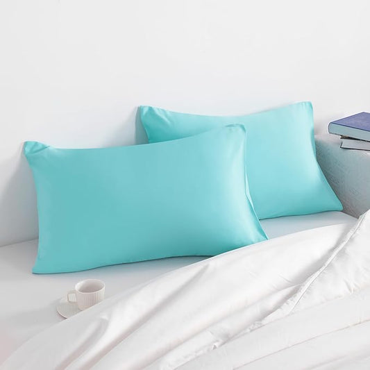 NTBAY Toddler Pillow Cases Set of 2, 2 Pack Brushed Microfiber 14x20 Pillow Cases, Soft, Wrinkle, Fade, Stain Resistant Aqua Pillow Cases with Envelope Closure, 14x20 Inches, Aqua
