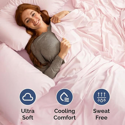 RV Short Queen Sheet Set 60 X 75 - 4 Piece RV Short Queen Bed Sheets - Soft, Breathable & Cooling - Designed for Bunks, Trailers & Campers - Fits 8” to 12" Mattress - Luxury Bedding - Lavender Pink