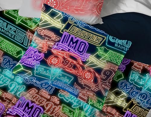 Disney Pixar Cars McQueen Twin Comforter Set 5 Piece Kids Bedding, Black