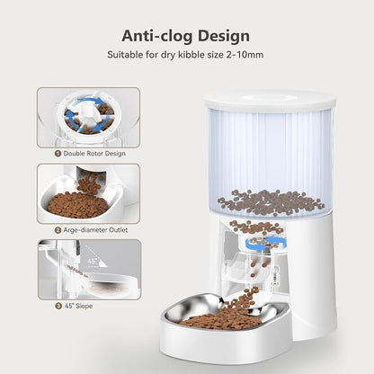 Automatic Cat Feeder: 4L Timed Cats Food Dispenser Programmable | Easy to Set, Dual Power, Precise Portion, Auto Pet Feeder with Stainless Steel, Detachable Washable for Cats and Small Dog