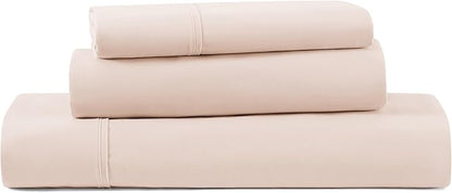 UGG Hedi Twin XL Sheet Set 3-Piece Luxury Cooling Sheets Deep Pockets Premium Bedding with 1 Pillow Sham Hypoallergenic Machine Washable Soft Lightweight Bed Set for Dorm, Twin XL, Shell Light Pink