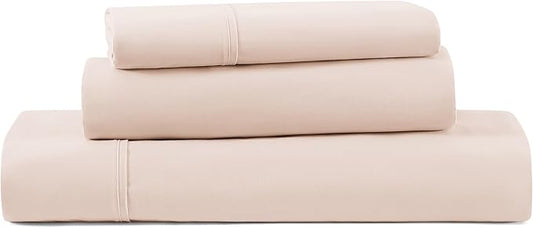 UGG Hedi Twin XL Sheet Set 3-Piece Luxury Cooling Sheets Deep Pockets Premium Bedding with 1 Pillow Sham Hypoallergenic Machine Washable Soft Lightweight Bed Set for Dorm, Twin XL, Shell Light Pink