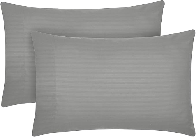 Mellanni Pillow Cases - Luxury, Extra Soft, Cooling Pillow Covers - 2 PC Iconic Collection Pillowcases - Envelope Closure (King 20" x 40", Striped Gray/Silver)