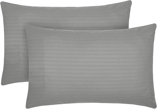 Mellanni Pillow Cases - Luxury, Extra Soft, Cooling Pillow Covers - 2 PC Iconic Collection Pillowcases - Envelope Closure (King 20" x 40", Striped Gray/Silver)