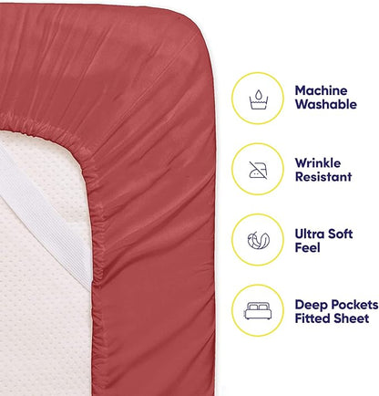 Full Size Bed Sheets - 6 Piece 1500 Supreme Collection Fine Brushed Microfiber Deep Pocket Full Sheet Set Bedding - 2 Extra Pillow Cases, Great Value, Full, Burgundy