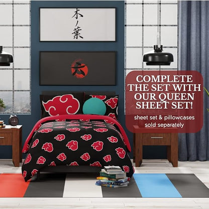 Naruto Anime Akatsuki Pattern Bedding Soft Microfiber Comforter, Queen, (Official Naruto Product) by Franco