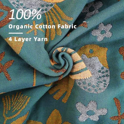 VANJOROY Boho Sofa Bed Large Throw Blanket, Ultra Soft Luxury King Throw Quilt, 100% Organic Cotton Reversible Bohemian Throw for Couch Chair Bedspread and Gift, 91" x 98"-Teal