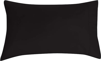 Amazon Basics Lightweight Breathable Super Soft Easy Care Wrinkle Resistant Brushed Microfiber 3 Piece Bed Sheet Set with 14-Inch Deep Pockets, Twin, Black, Solid