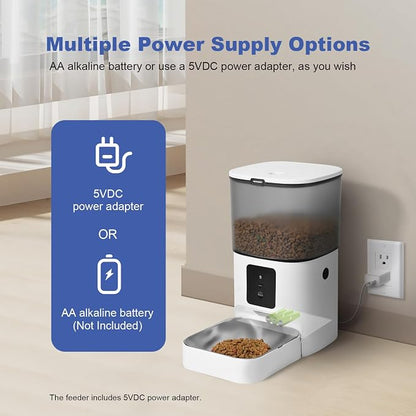 2.4G Automatic Cat Feeder, 4L WiFi Food Dispenser with 10s Voice Recorder, Pet Feeder up to 10 Meals per Day, Timed Cat Feeder with Dry Food Sealed Ring