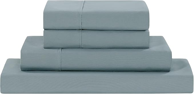 Modern Threads Soft Microfiber Solid Sheets - Luxurious Microfiber Bed Sheets - Includes Flat Sheet, Fitted Sheet with Deep Pockets, & Pillowcases Ocean Twin