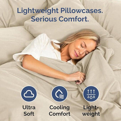 Standard Pillow Cases Set of 2 - Ultra-Soft Hotel Quality Pillowcase Covers - Comfy & Wrinkle Free - Stain and Fade Resistant - Machine Washable Pillow Protectors - 2 Piece Set - Standard Size Wheat