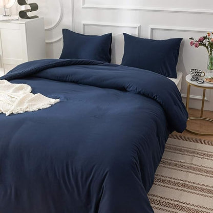 CLOTHKNOW Dark Blue King Size Comforter Set Navy Blue Bedding Sets Women Men Comforter Blue Comforters with 2 x Pillow Cases