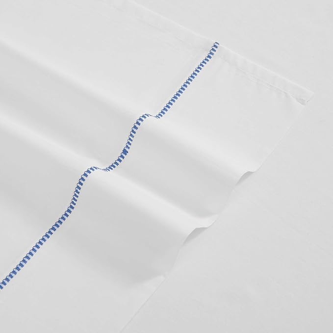Tommy Bahama - King Sheet Set, Crisp & Cool Cotton Percale Bed Sheets, Deep Pockets, Bedding with Matching Fitted Sheet & Pillowcases (Boardwalk Blue)
