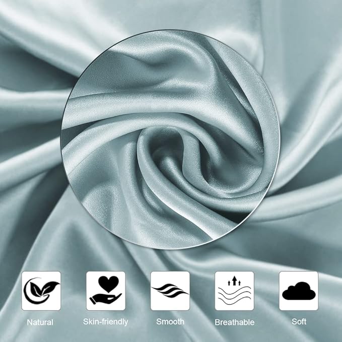 Silk Pillowcase King Size for Hair and Skin with Hidden Zipper, Ravmix Both Sides 21Momme Mulberry Silk Cooling Pillow Case, 20×36inches, 1PCS, Aqua Green