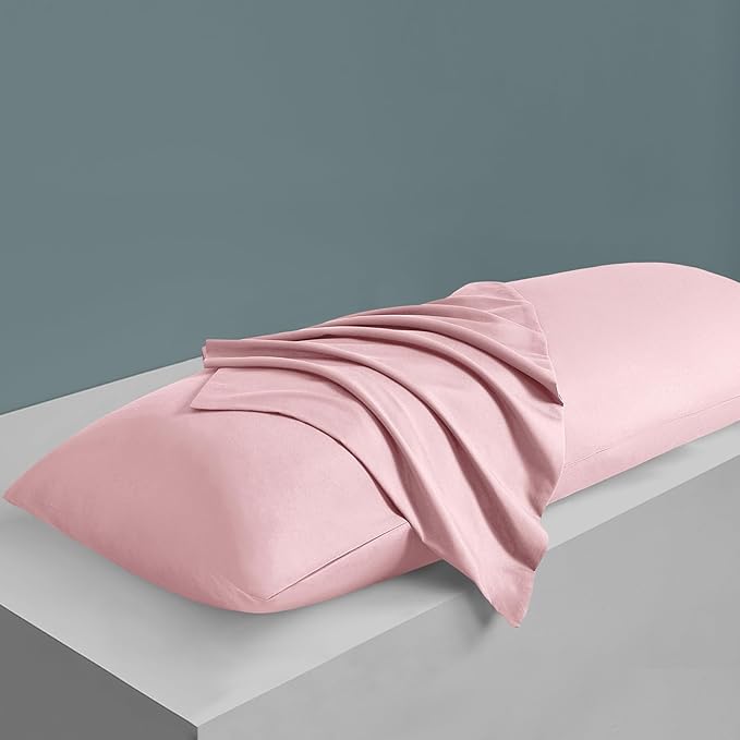 MILVOWOC 2Pcs Brushed Microfiber Body Pillowcases - 20 x 55 Inch, Dusty Pink Pillow Case Set Non Slip Envelope Pillow Cover with Moisture Absorption and Anti-Wrinkle