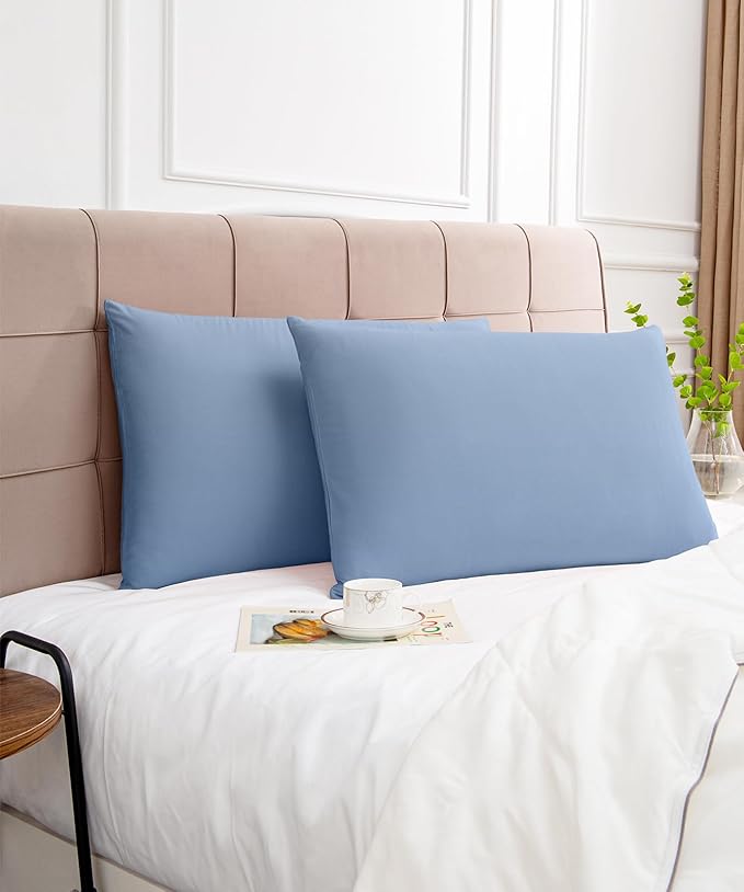 Warmstar Cotton Pillow Cases King Size Set of 2, 600 Thread Count Pillowcases 20x36 Inches, Soft Long Staple Cotton Pillowcases Breathable with Envelope Closure, Denim Blue