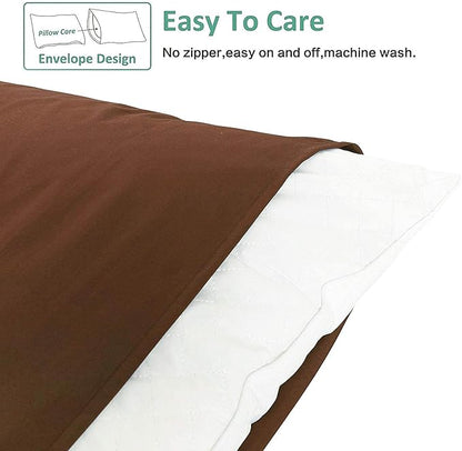 NTBAY King Pillowcase Set - 2 Pack Brushed Microfiber 20x36 Pillowcases - Soft, Wrinkle-Free, Fade-Resistant, Stain-Resistant, Brown Pillowcases with Envelope Closure - 20x36 Inches, Brown