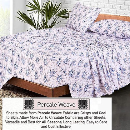 RUVANTI 100% Cotton Full Sheets, Percale Bedding Full Size Set, Maple