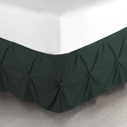 Nestl Forest Green Bed Skirt Twin Size, Pinch Pleat Twin Bed Skirt, 14" Inch Drop Twin Bedskirt, Hotel Quality Forest Green Bed Skirts, Microfiber Bedskirt for Twin Bed, Forest Green Twin Bed Skirt