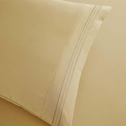 Clara Clark Twin XL Sheets, 5 Piece Set - Hotel Luxury Bed Sheets, Super Soft Bedding Set, Twin XL Size, Camel Gold