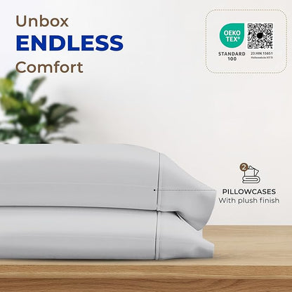 Thread Spread 100% Egyptian Cotton King Size Pillow Cases Set of 2 - Luxury 1000 Series Paradise Collection Pillow Cases King Size (Silver Grey), Soft Cooling Hotel Egyptian Cotton Pillowcases