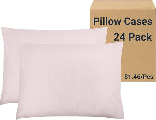 ZPECC Pillow Cases Bulk 24 Pack - King Pillowcases with Envelope Closure, Soft Brushed Microfiber Pillow Cover for Hotel Airb&bs Hospital Bedding Essential, Peach Pink
