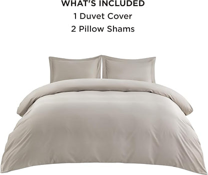 Bedsure Cooling Duvet Cover King Size - Moisture Wicking and Silky Eucalyptus Lyocell Cotton Hybrid Comforter Cover Set for Hot Sleeper - Buttery Soft and Breathable, Cooling Bedding Set, Sand