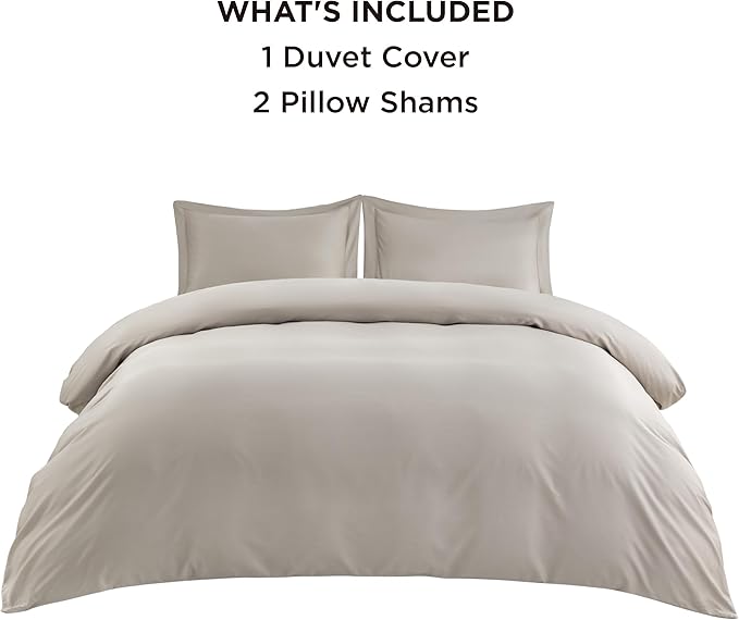 Bedsure Cooling Duvet Cover Queen Size - Moisture Wicking and Silky Eucalyptus Lyocell Cotton Hybrid Comforter Cover Set for Hot Sleeper - Buttery Soft and Breathable, Cooling Bedding Set, Sand