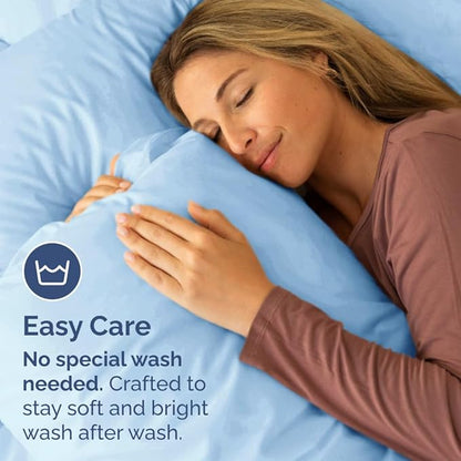 Standard Pillow Cases Set of 4 - Ultra Soft Hotel Quality Pillowcase Covers - Comfy Bedding for Women, Men, Kids & Teens - Machine Washable Pillow Protectors - 4 Piece Set - Standard Size Light Blue