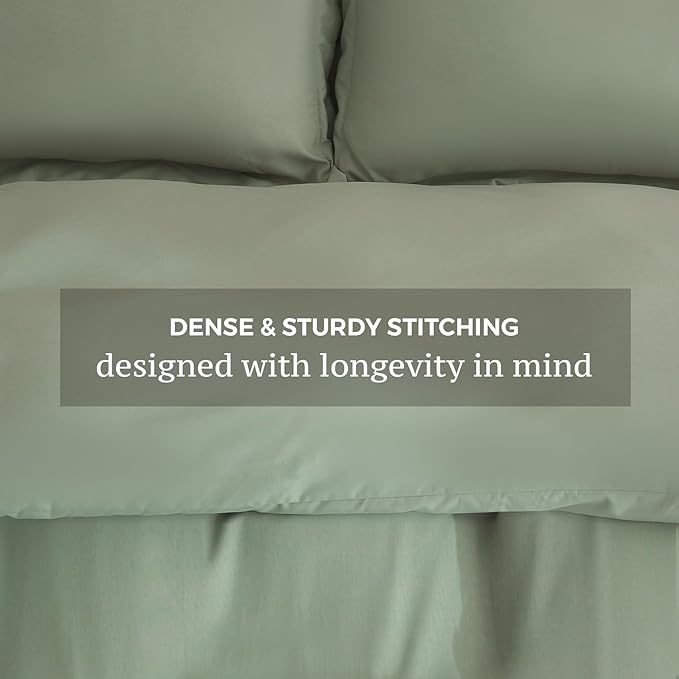 JSD Sage Green Duvet Cover Set Twin Size, 2 Piece Microfiber Kids Duvet Cover with Pillow Sham, Zipper Closure, Comforter Not Included