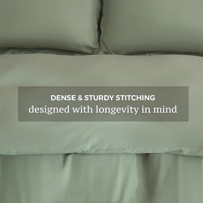 JSD Sage Green Duvet Cover Set Twin Size, 2 Piece Microfiber Kids Duvet Cover with Pillow Sham, Zipper Closure, Comforter Not Included