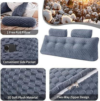 EUHAMS Headboard Pillow Full with Neck Roll, Triangular Backrest Pillow