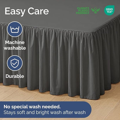 Bedskirt Queen Size Ruffle - 12 inch Drop Dust Ruffle Bed Skirt with Platform - Ultra-Soft, Easy Fit, Premium Hotel Quality - Wrinkle, Fade & Shrink Resistant - For Women, Men, Kids & Teens - Charcoal