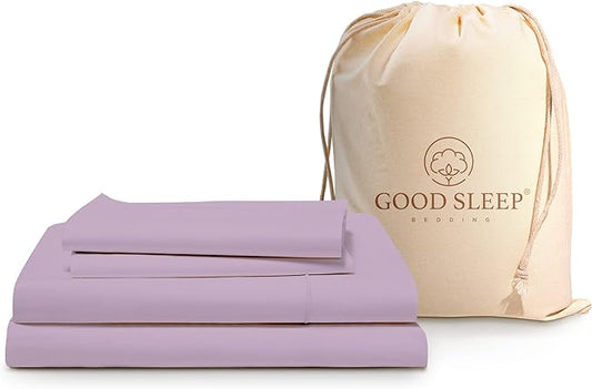 Good Sleep Bedding XL Twin Sheet Set - 100% Egyptian Cotton Sheets, Twin XL Bedding, 3 Pc, XL Twin Sheets, Sateen Weave, 16" Deep Pocket Twin XL College Dorm - Lavender
