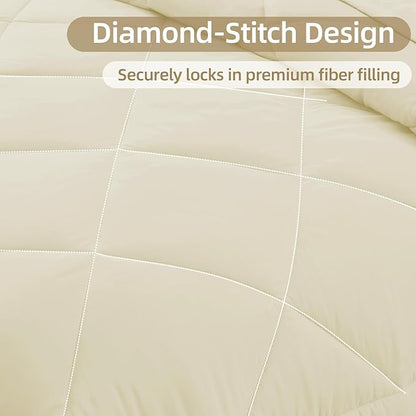 FUANNA 7 Pieces Queen Comforter Set, All Season Bed in a Bag Queen Size, Luxury Soft Bedding Sets with Comforter, Flat Sheet, Fitted Sheet, Pillowcases & Pillow Shams, Cream White