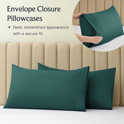 LuxClub 3 PC Sheet Bed Sheets Deep Pockets 18" Eco Friendly Wrinkle Free-Kids-Fitted Sheets Machine Washable Hotel Bedding Silky Soft - Emerald Twin