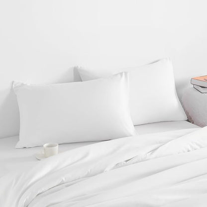 NTBAY King Pillow Cases Set of 2, 2 Pack Brushed Microfiber 20x36 Pillow Cases, Soft, Wrinkle, Fade, Stain Resistant White Pillow Cases with Envelope Closure, 20x36 Inches, White