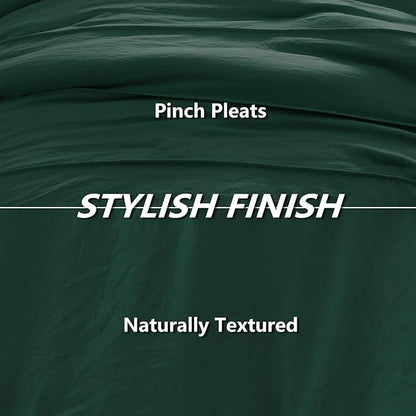 CozyLux Queen Comforter Set Emerald Green, 7 Pieces Soft Pinch Pleat Bed in a Bag Queen Comforter Set with Sheets, Boho Bed Set with Down Alternative Comforter, Sheets, Pillowcases & Shams