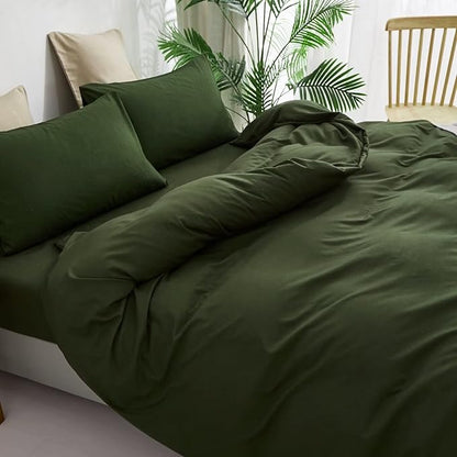 Houseri Olive Green Comforter Set King Dark Green Bedding King Size Army Green Farmhouse Comforter Sets for Men Women Vintage Blackish Green Bed Comforter Blanket King Hunter Green Quilts Ultra Comfy