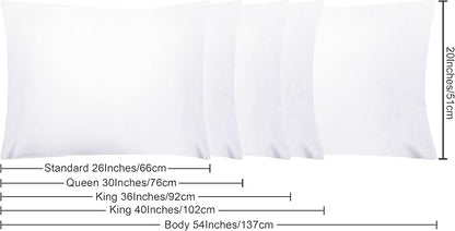 NTBAY Body Pillowcase - Brushed Microfiber 20x54 Pillowcase - Soft, Wrinkle-Free, Fade-Resistant, Stain-Resistant, White Body Pillow Cover with Envelope Closure - 20x54 Inches, White