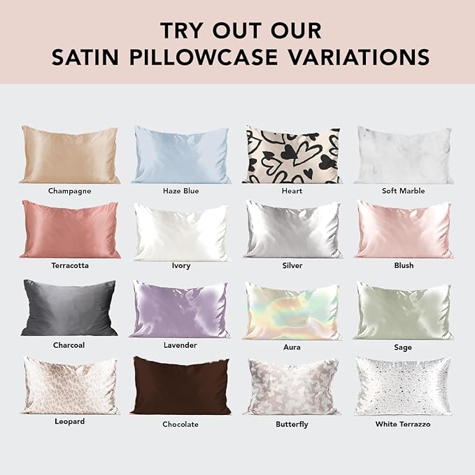 Kitsch Satin Pillowcase with Zipper for Hair & Skin - Softer Than Silk Pillow Cases, Smooth Cooling Satin Pillow Case, Wrinkle-Free, Machine Washable - Pillow Cases Standard Size 19x26 - Marble