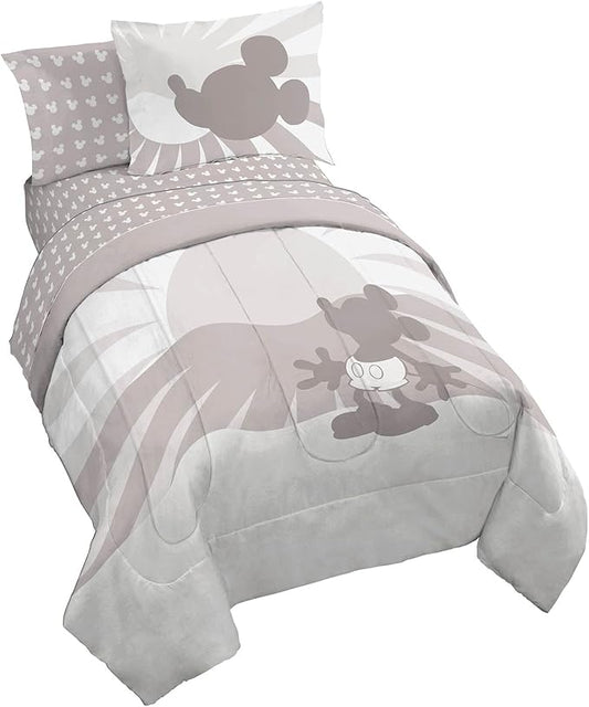 Jay Franco Disney Mickey Mouse Twin Size Comforter Set - 5 Piece Bedding Includes Sheet Set & Pillow Covers - Super Soft Cozy Bedding